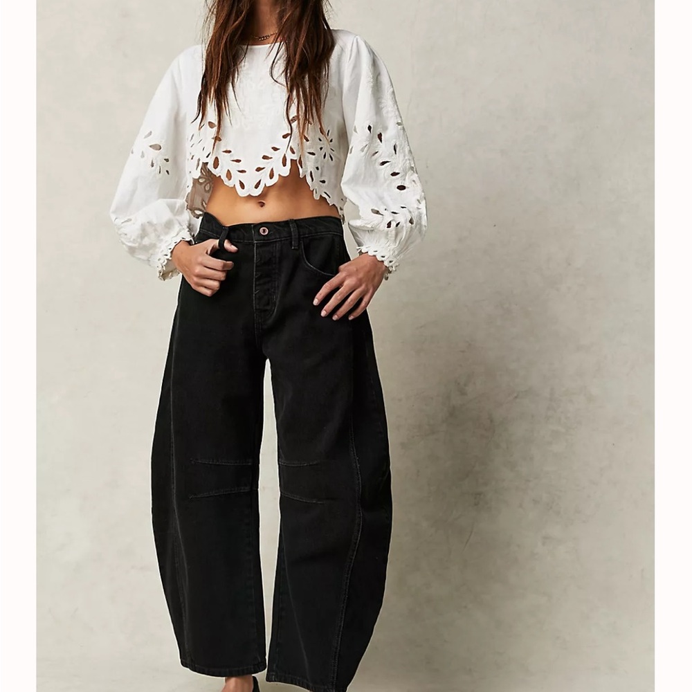 Free People We the Free Good Luck mid rise barrel jeans 27